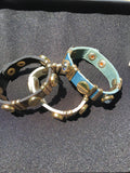 Gold Metal and Leather Bracelet