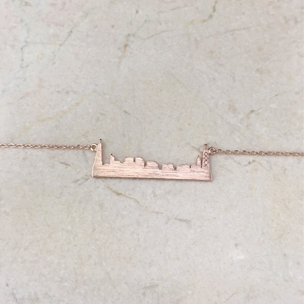 Rose Gold Chicago Skyline Necklace