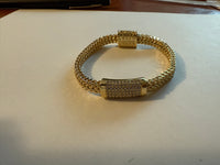 Gold Magnetic Closure Bracelet – Woven Mesh Chain with CZ Accent