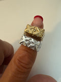 Etched Floral Star Motif Statement Ring