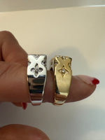 Etched Floral Star Motif Statement Ring