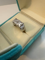 Etched Floral Star Motif Statement Ring