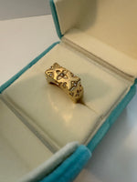 Etched Floral Star Motif Statement Ring