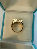 Etched Floral Star Motif Statement Ring
