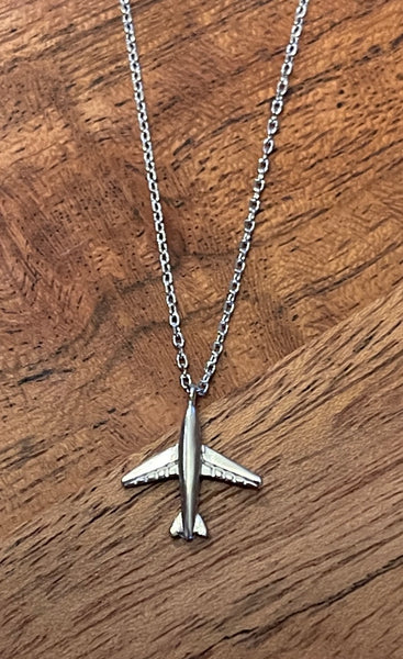 Silver Airplane Necklace