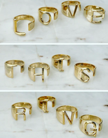 Gold Initial Cuff Ring