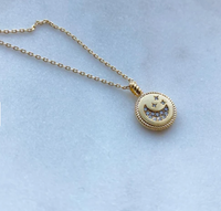Moon and Star Circle Pendant Necklace