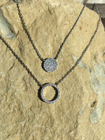 Pave Circle and Open Circle Necklace