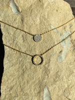 Pave Circle and Open Circle Necklace