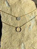 Pave Circle and Open Circle Necklace