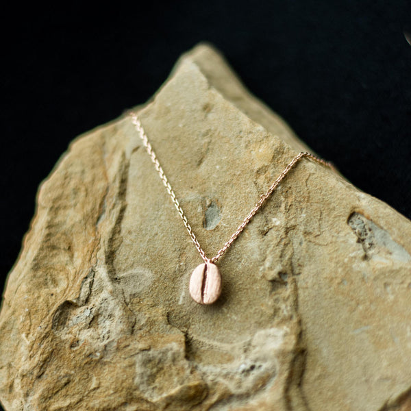 Rose gold coffee bean necklace