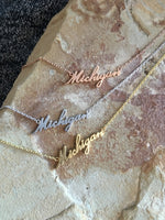 Michigan Script Necklace