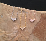 Tiny Heart Necklace, Dainty Heart, CZ Heart Necklace,  Rhinestone Heart Necklace,  Dainty Heart Necklace