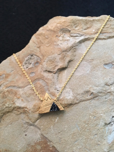 Mountain Necklace with Black Stone