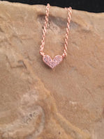 Tiny Heart Necklace, Dainty Heart, CZ Heart Necklace,  Rhinestone Heart Necklace,  Dainty Heart Necklace