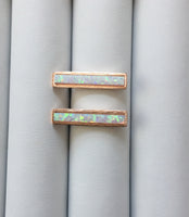 Rose Gold White Opal Earrings