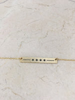 Silver Chicago Flag Bar Necklace