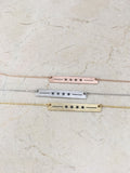 Silver Chicago Flag Bar Necklace